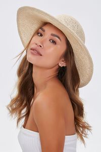 NATURAL/BLACK Faux Straw Bow Ribbon Boater Hat, image 3