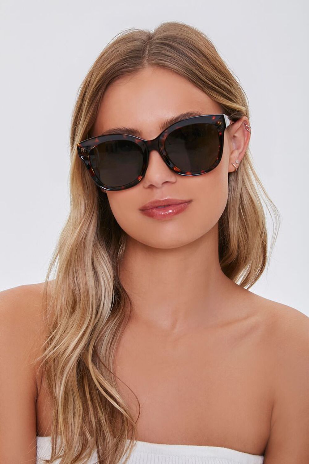 BROWN/OLIVE Square Gradient Sunglasses, image 1