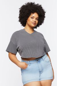 PEWTER Plus Size Raw-Cut Cropped Tee, image 1