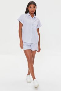 WHITE/NAVY Pinstriped Pajama Shirt & Shorts Set, image 4