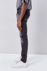 BLACK Distressed Wash Skinny Jeans, image 3