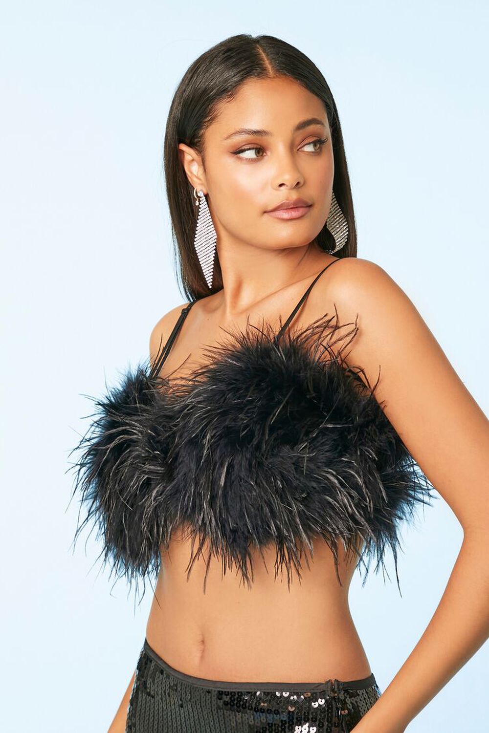 BLACK Feather Cropped Cami, image 2