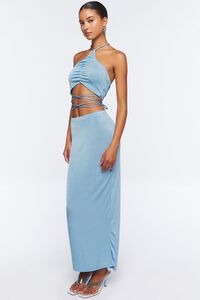 LIGHT BLUE Slinky Halter Top & Maxi Skirt Set, image 2