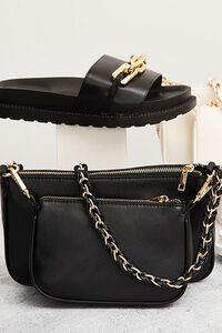 BLACK Chain Crossbody Bag & Clutch Set, image 1