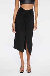 BLACK Knotted High-Rise Midi Skirt, image 2