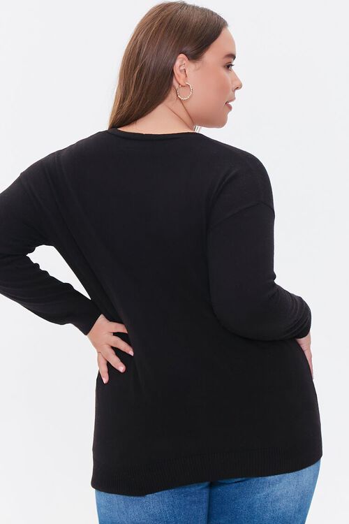 BLACK Plus Size Pocket Cardigan Sweater, image 3
