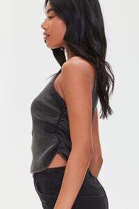 BLACK Ruched Ribbed Knit Tank Top, image 2