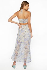 BLUE/MULTI Chiffon Floral Maxi Halter Dress, image 3
