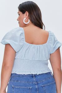 BLUE/WHITE Plus Size Gingham Crop Top, image 3
