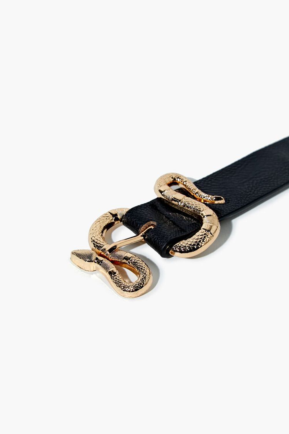 BLACK/GOLD Faux Leather Snake Buckle Belt, image 3
