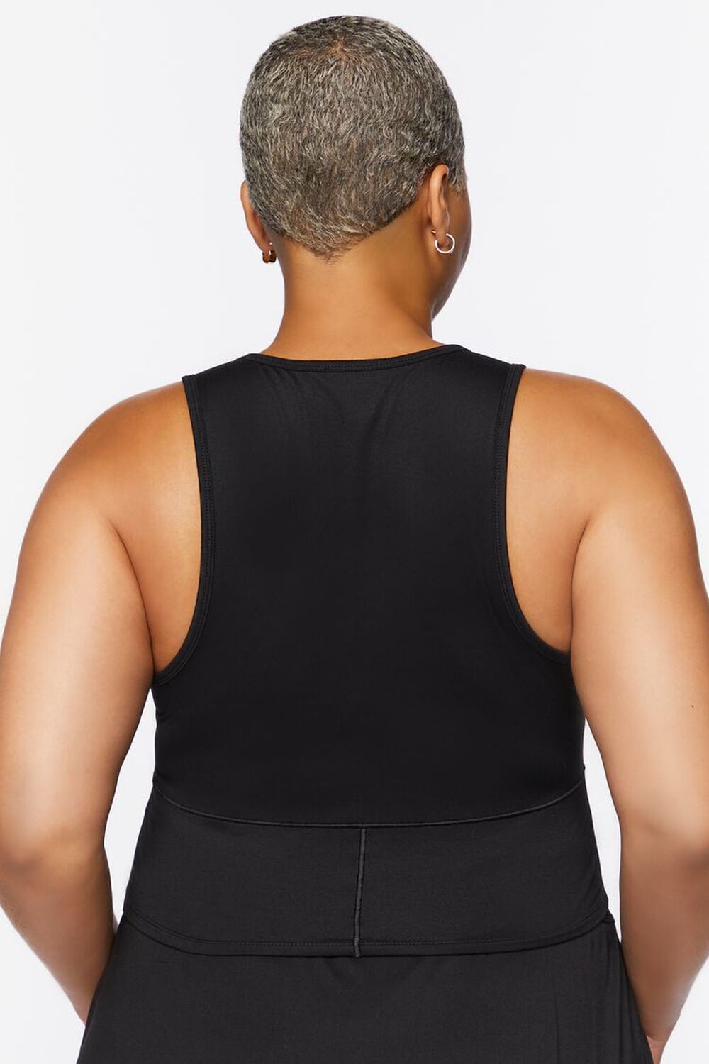 BLACK Plus Size Active Cropped Tank Top, image 3