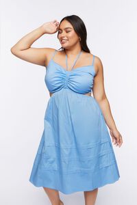 DELLA ROBBIA BLUE Plus Size Cutout Fit & Flare Midi Dress, image 1