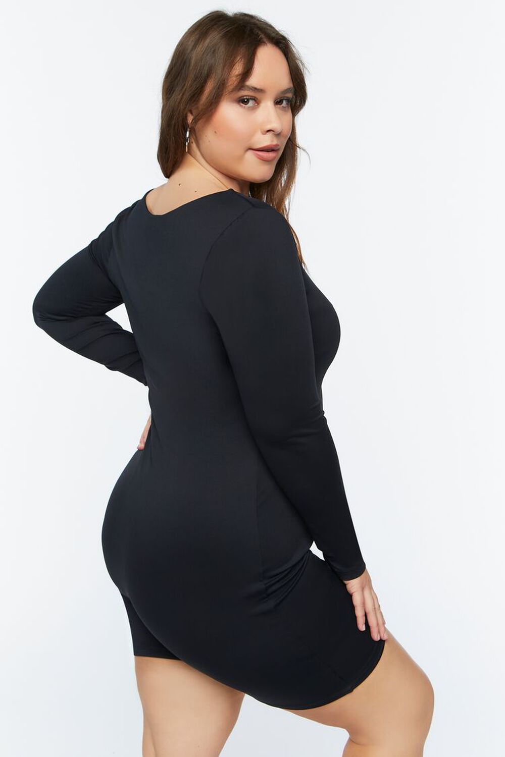 BLACK Plus Size Fitted Scoop-Neck Romper, image 3