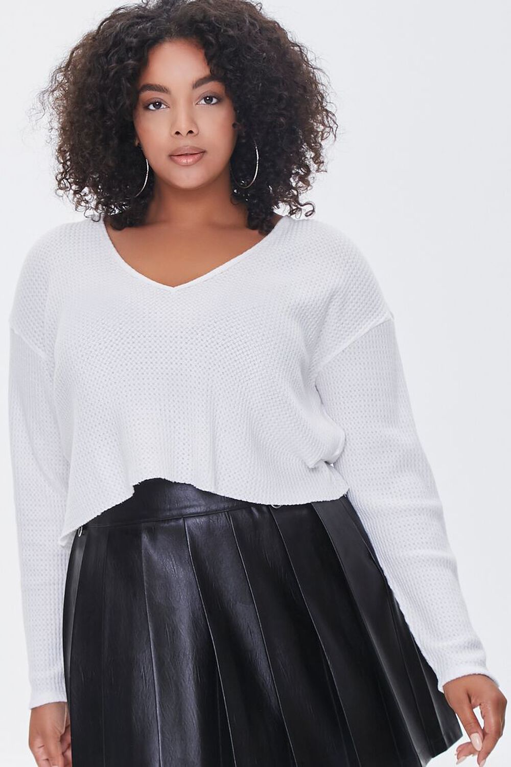 Plus Size Waffle Knit Crop Top, image 1