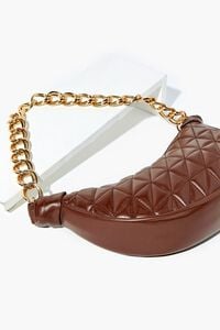 BROWN Quilted Faux Leather Shoulder Bag, image 1
