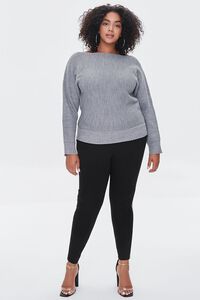 HEATHER GREY Plus Size Ribbed Knit Sweater, image 4