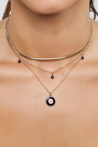 GOLD/BLUE Evil Eye Necklace Set, image 1