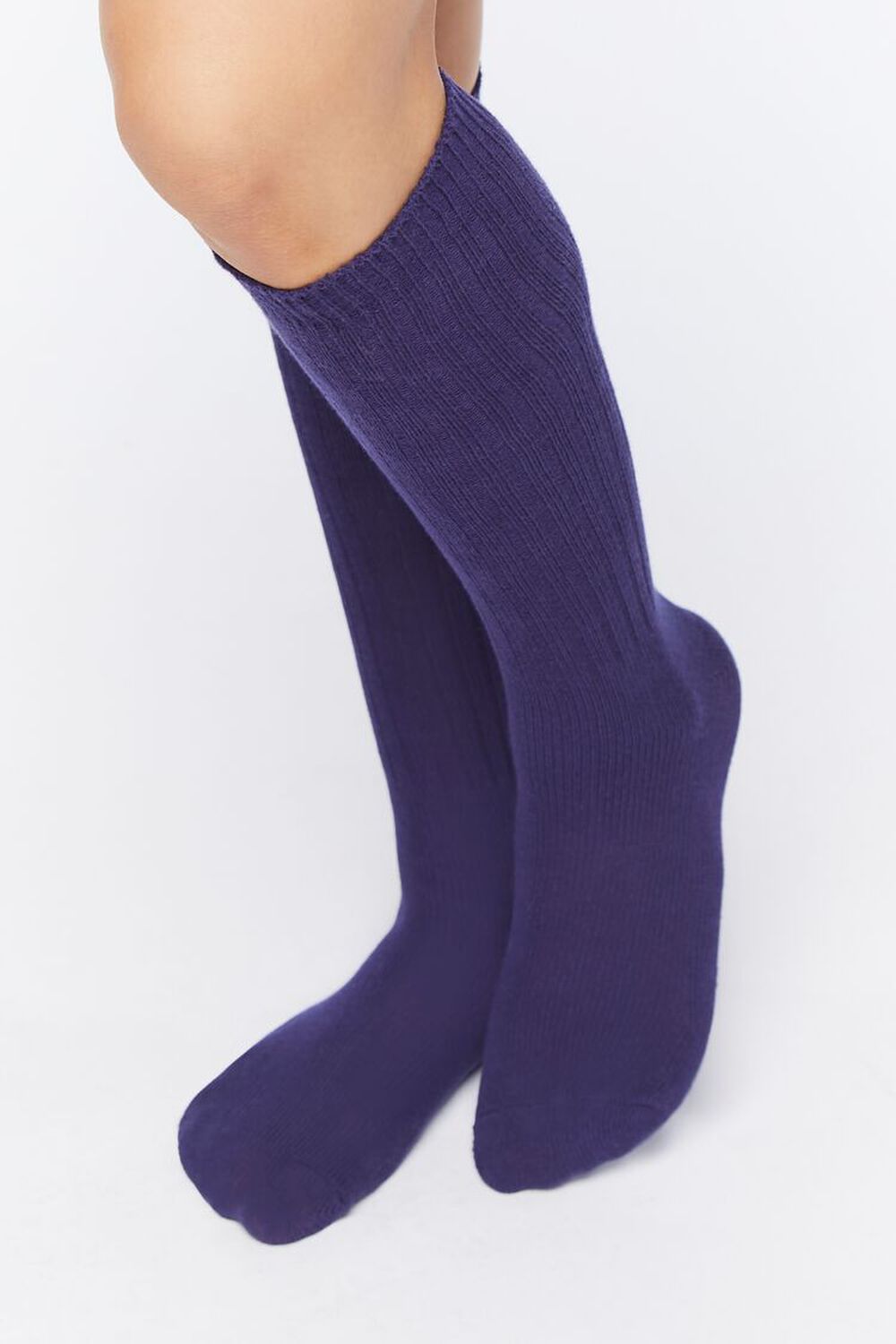 NAVY Ribbed Knee-High Socks, image 1