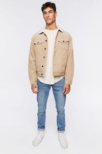 TAUPE/CREAM Corduroy Faux Shearling Trucker Jacket, image 5