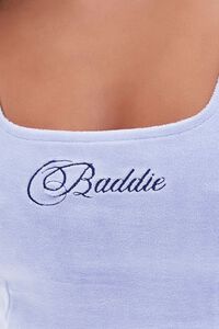 LAVENDER/MULTI Embroidered Baddie Velour Crop Top, image 5