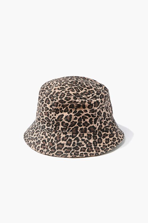 BROWN/BLACK Leopard Print Bucket Hat, image 1