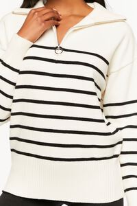 CREAM/BLACK Striped Half-Zip Sweater, image 5