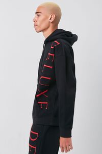BLACK/RED Embroidered Deluxe Fleece Hoodie, image 2
