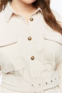 CREAM Plus Size Belted Corduroy Mini Shirt Dress, image 5