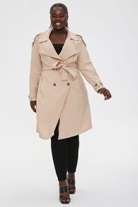 TAUPE Plus Size Double-Breasted Coat, image 4