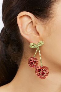 RED/GOLD Rhinestone Cherry Drop Earrings, image 1