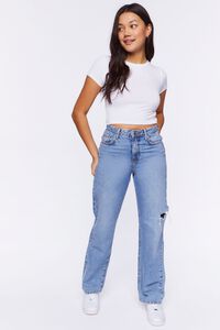 WHITE Ribbed Knit Crop Top, image 4