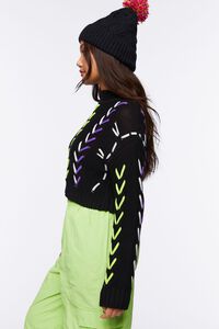 BLACK/MULTI Lace-Up Cropped Sweater, image 2