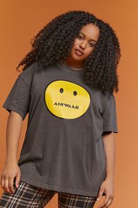 CHARCOAL/MULTI Plus Size Airwalk Happy Face Graphic Tee, image 1