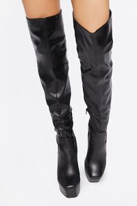 BLACK Faux Leather Over-the-Knee Boots, image 4