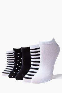 BLACK/WHITE Patterned Ankle Socks Set - 5 Pack, image 1