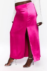 FUCHSIA Plus Size Satin Maxi Skirt, image 3