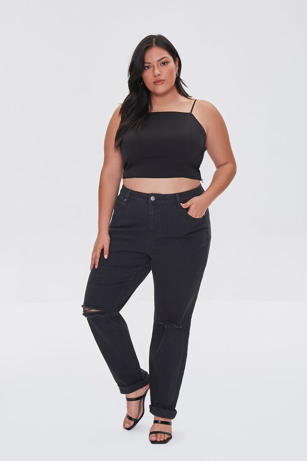 BLACK Plus Size Premium Boyfriend Jeans, image 1