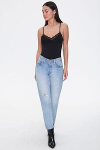 BLACK Lace-Trim Cami Bodysuit, image 4