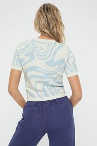 BLUE/CREAM Abstract Print Sweater-Knit Top, image 4