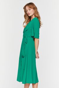 GREEN Crepe Midi Wrap Dress, image 2