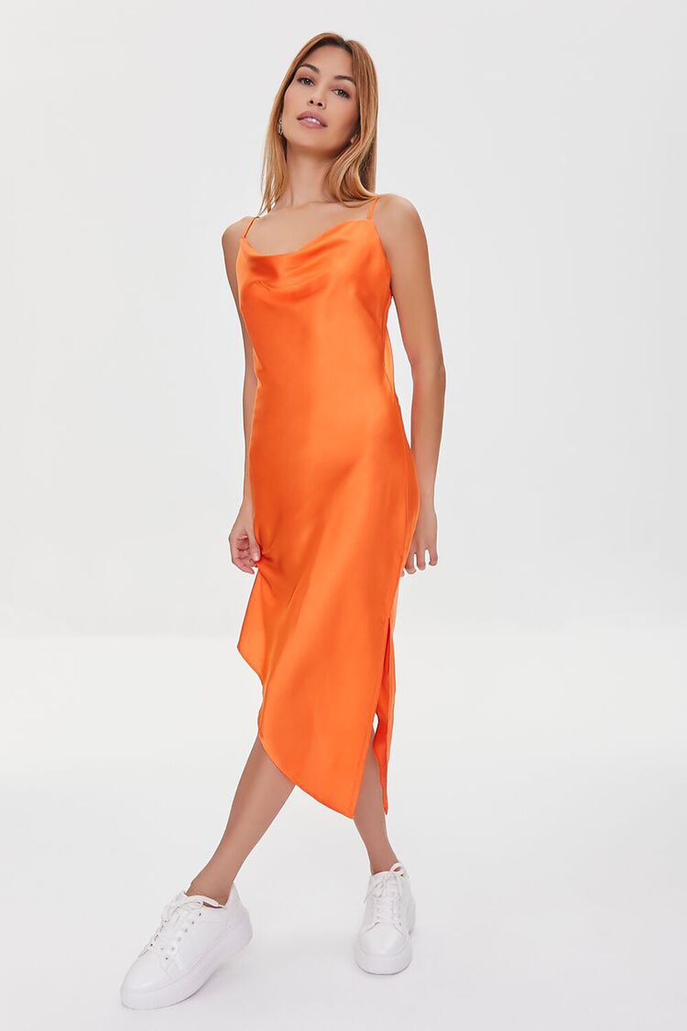ORANGE Satin Slip Dress, image 1