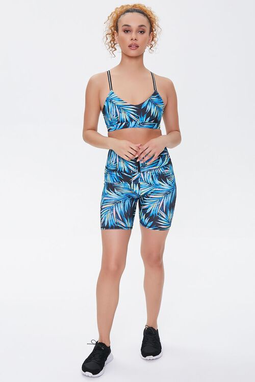 BLUE/MULTI Tropical Leaf Biker Shorts, image 5