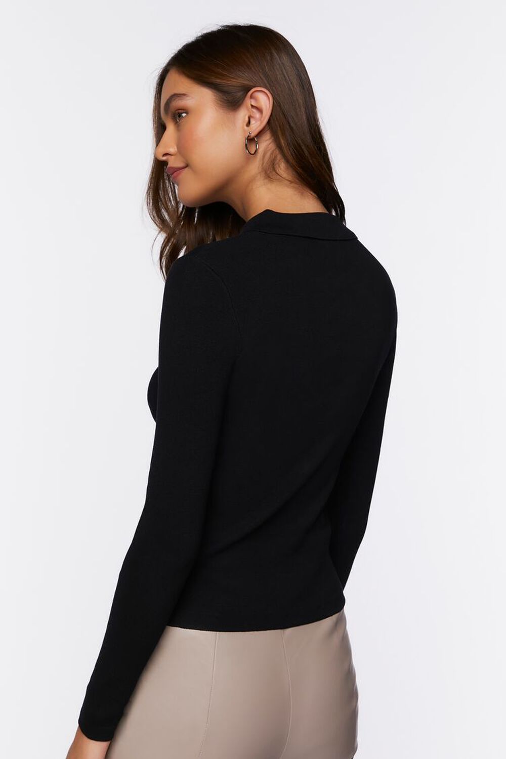 BLACK Rhinestone Button-Loop Sweater, image 3