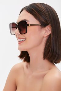 BROWN/BROWN Square Frame Sunglasses, image 2