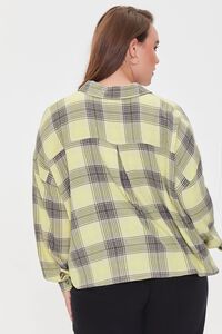 AVOCADO/MULTI Plus Size Plaid Button-Front Shirt, image 3