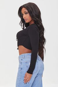 BLACK Ribbed Lace-Up Crop Top, image 2