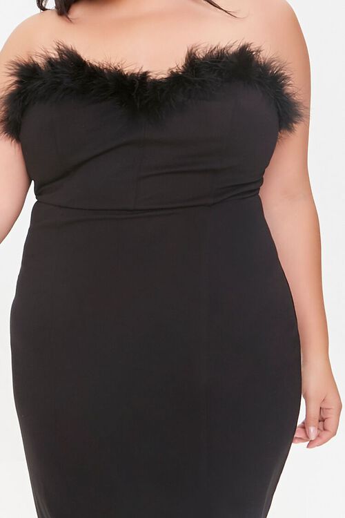 BLACK Plus Size Feather-Trim Dress, image 5