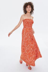 AMBER/CREAM Tropical Print Maxi Tube Dress, image 1