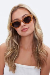 MUSTARD/BLACK Oval Tinted Sunglasses, image 1