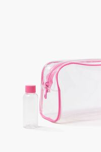 PINK/CLEAR Makeup Bag & Travel Bottle Set, image 3